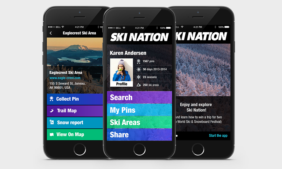 ski nation app design